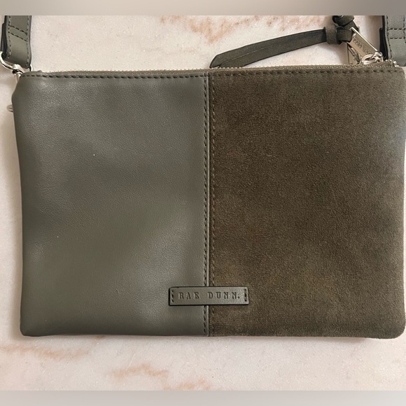 Rae Dunn Women’s Leather and Suede Green Crossbody Bag Purse Double Top Zippers - Picture 5 of 12